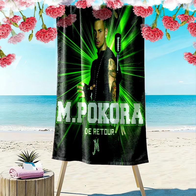 M Pokora Print Beach Towel, Large Soft Quick Dry Towel for Beach Camping Swimming