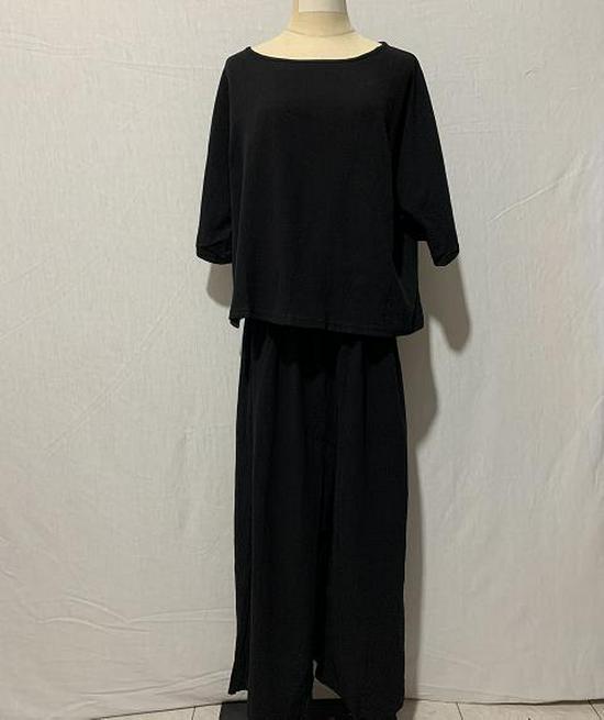 2023 Европейский и американский женский льняной повседневный свободный однотонный комплект из двух предметов