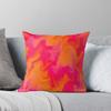 Pink, Orange, and Red Marble Fusion Design Throw Cushions & Pillows Without Core