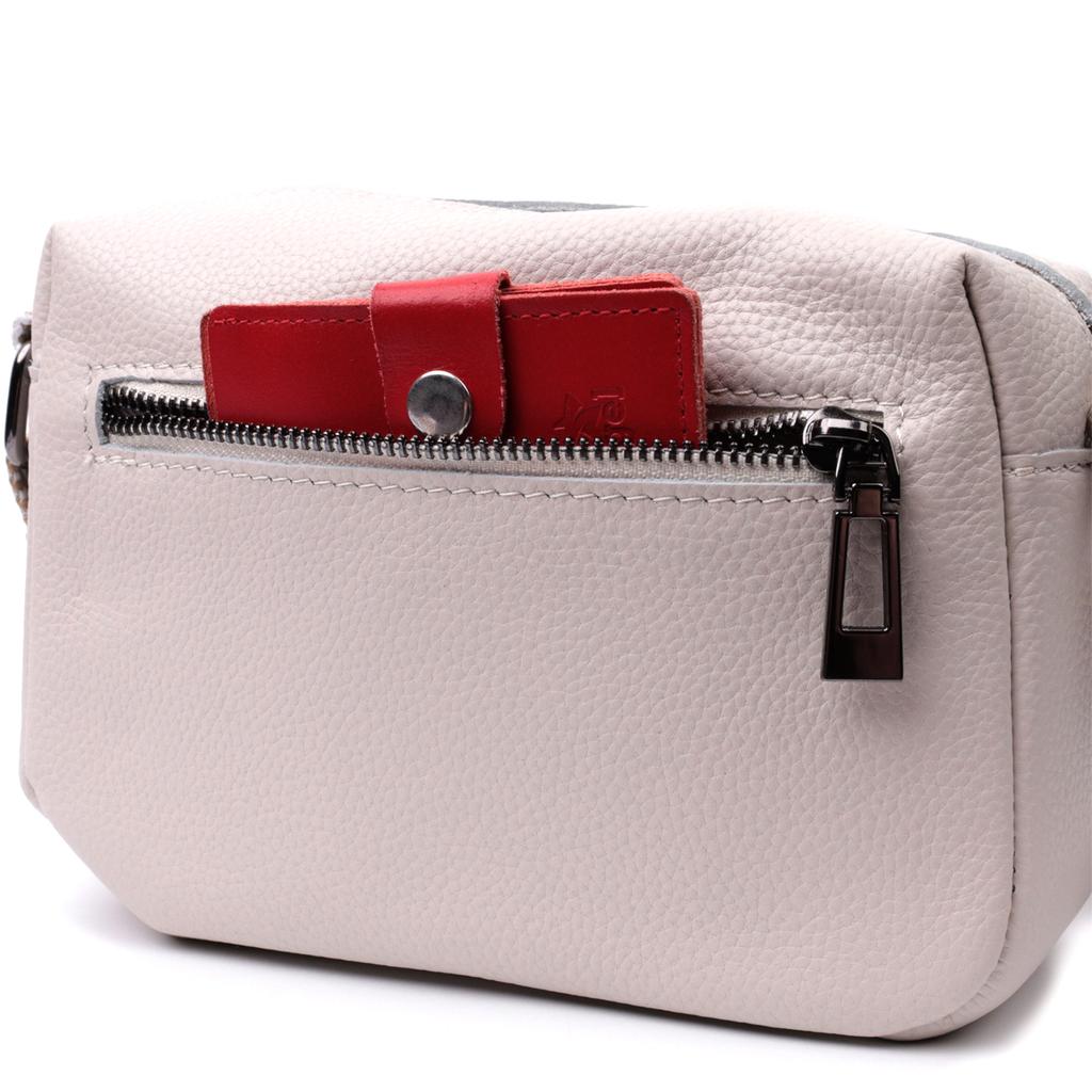 Women's Bag with One Compartment Made of Genuine Leather Vintage 22602 White