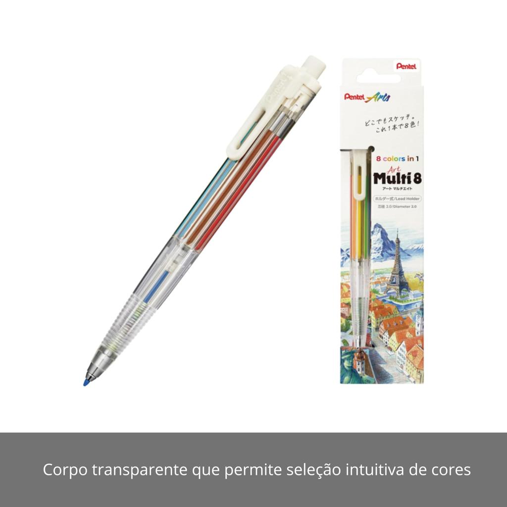 Набор цветных грифелей Pentel Art Multi-8, 8 ярких оттенков (XPH804), Идеально для эскизов и рисования
