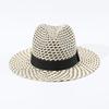 European and American big-brimmed straw hat, hand-woven sunshade sunscreen hat, leather rope windproof sun hat