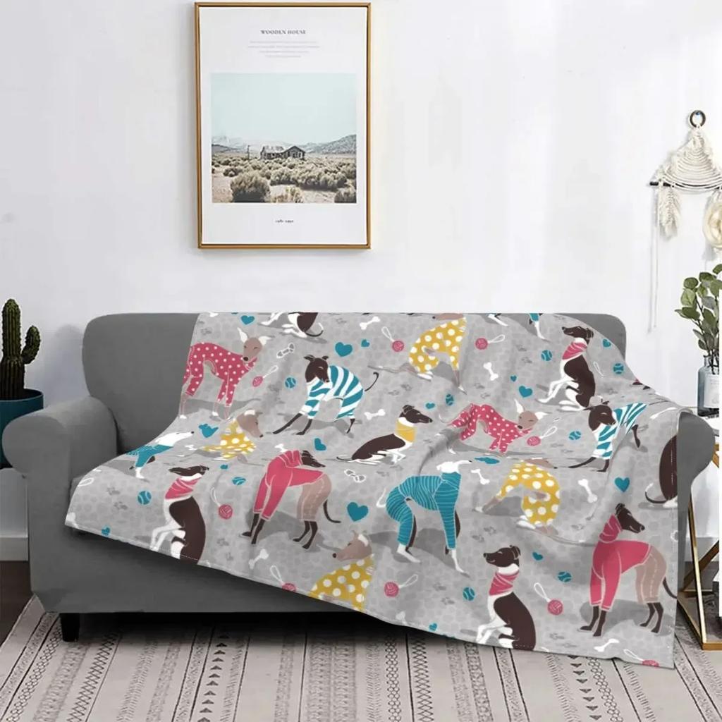 Одеяло Whippet из мягкого фланелевого флиса, теплое, для борзых собак, пледы для офиса, постельные принадлежности, покрывала для диванов
