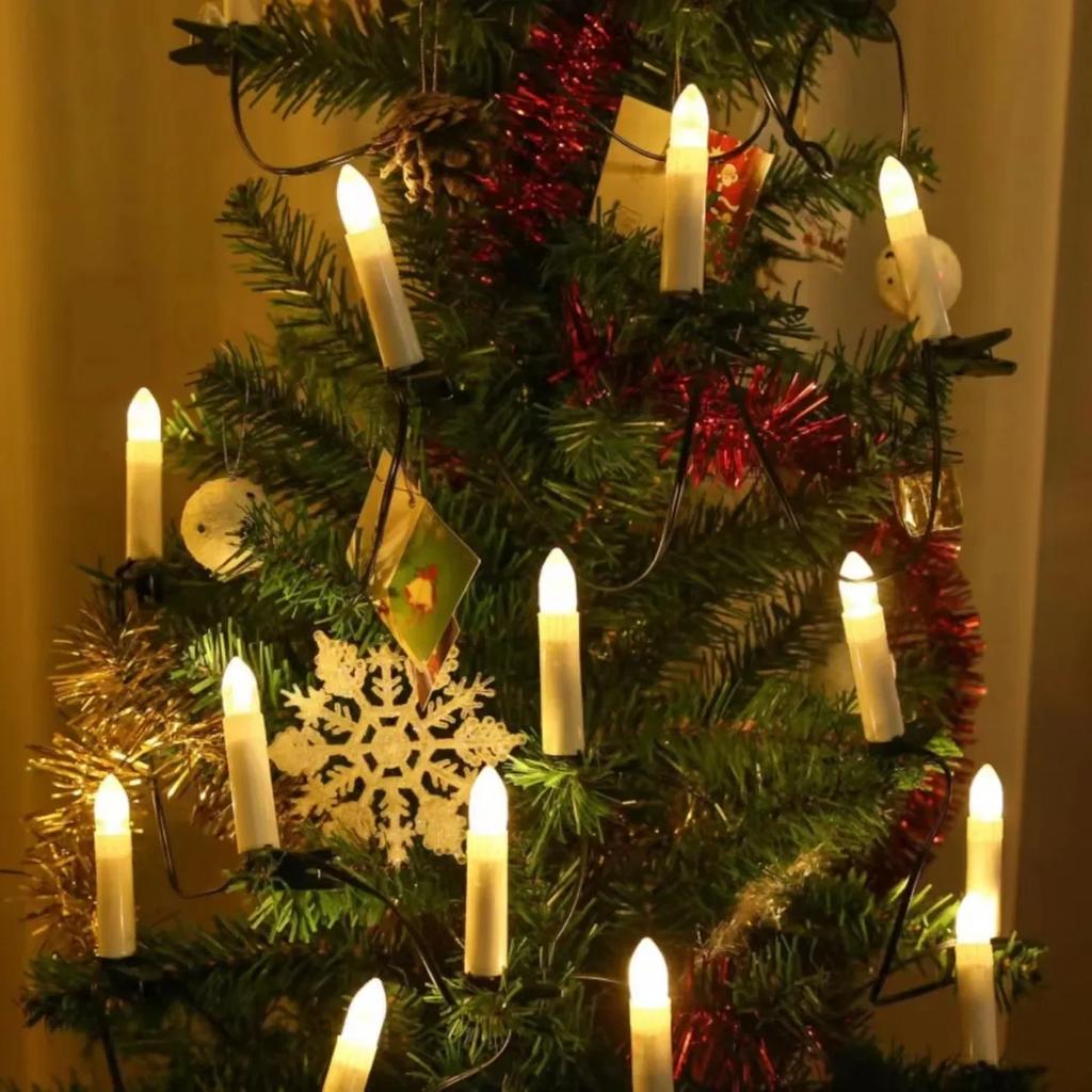 Flameless Taper Candle String Lights with Clips 10 or 20 LED for Christmas Tree Home Party Holiday Decorations