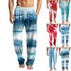 Мужские вязаные модные брюки с принтом, карманами, повседневные, пижамные