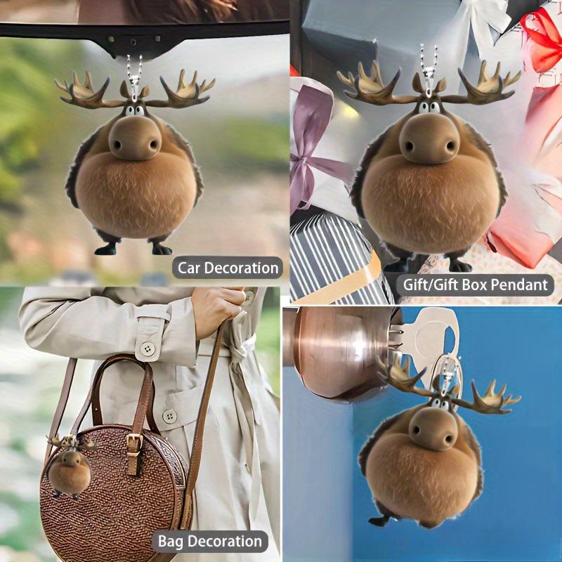 Милый лось 2D акриловый подвесной орнамент для автомобильного зеркала, украшение для нескольких брелков и сумок, рождественские украшения