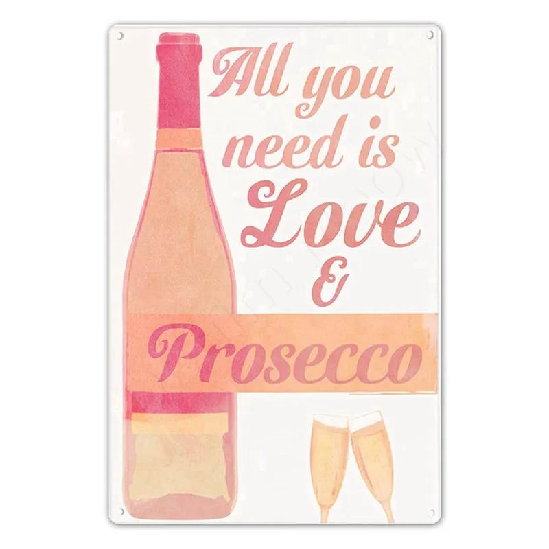Prosecco OClock Vintage Poster Prosecco Cocktails Metal Tin Signs Pub Bar Decoration Prosecco Princess Wall Art Decor N
