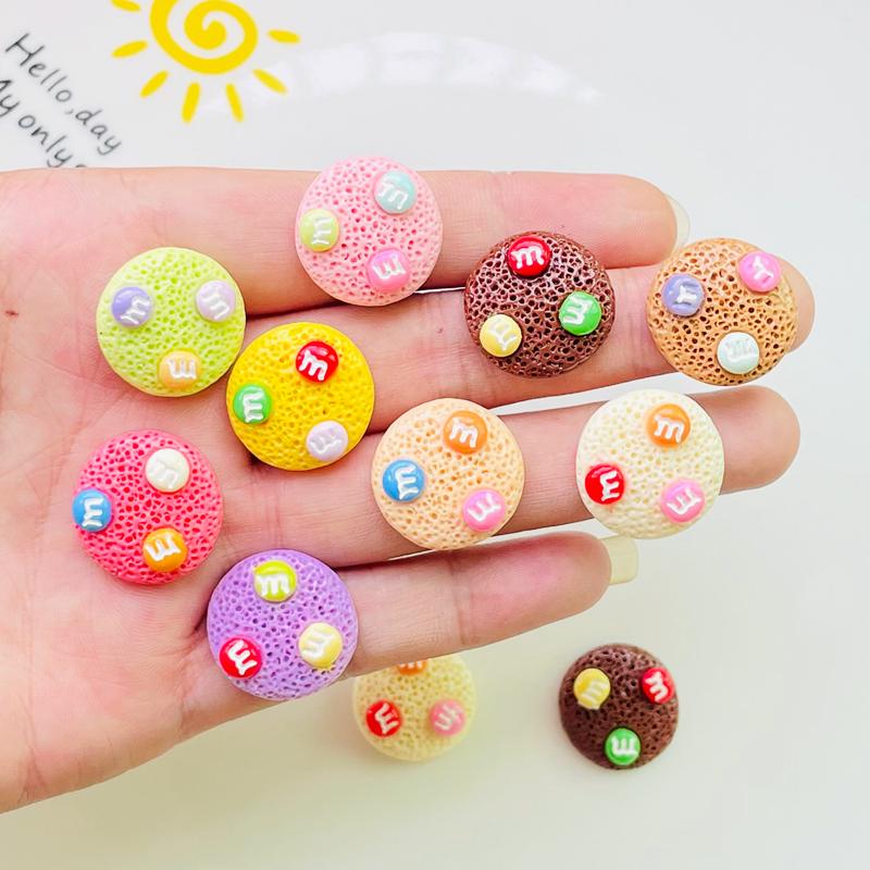 10 Pcs New Lovely Mini Kawaii Cartoon M Bean Candy Biscuits Series Resin Diy Jewellery Hairpin Accessories Decorate A127