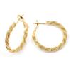 [L4314] - Gold Plated Hoop Earrings 'Torsades' - 35x3 Mm