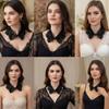 Кружевной Цветочный Съемный Воротник С Бисером и Блестками Элегантный Искусственный Воротник Аксессуар На Шею Для Женщин Девушек Повседневный Наряд