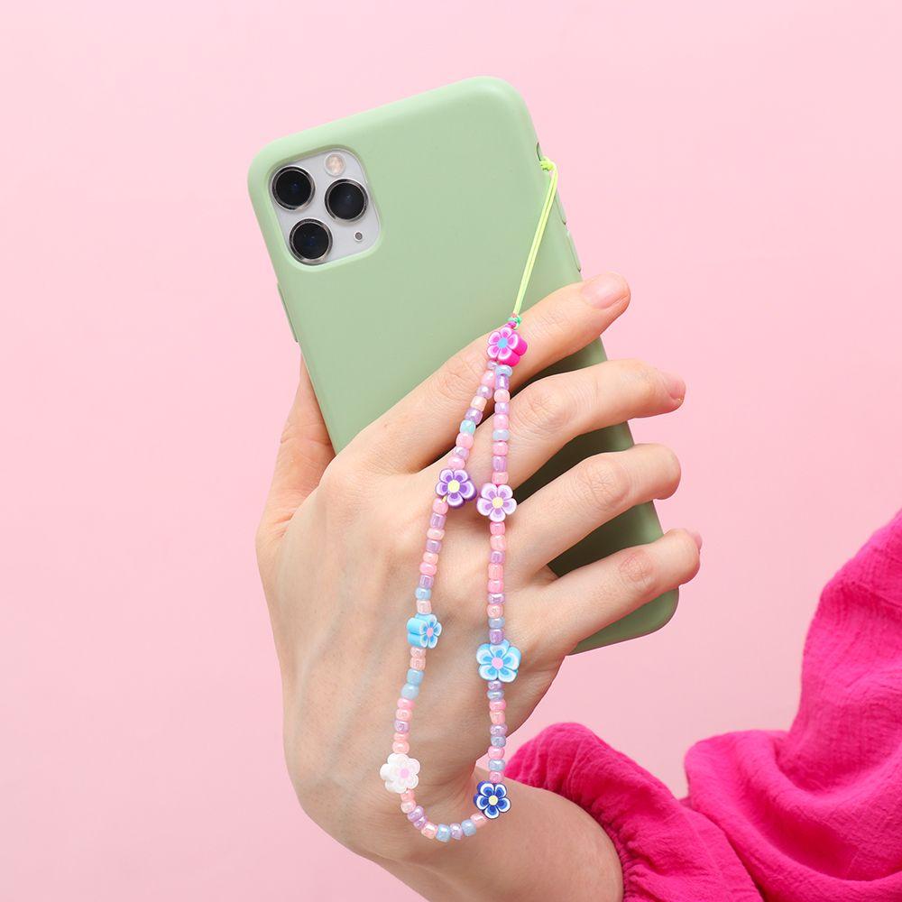 Colorful for Keys Pearl Rope Phone Case Hanging Cord Phone Lanyard Mobile Phone Chain Soft Clay