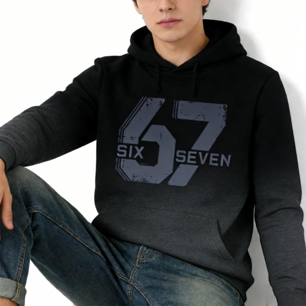 Spring Europe and America Fashion 67 Gradient Print Hoodies Men Women Long Sleeve Pullover Casual Hoodies Sweatshirt Clothing
