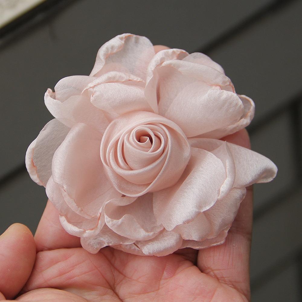 5Pcs DIY Silk Roses Flower Head 8cm Burnt Fabric Hair Flowers Women Hair Accessories