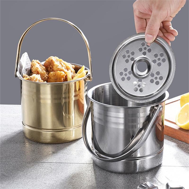 Ведро для льда из нержавеющей стали объемом 1,6 л с ручкой, охладитель для вина, шампанского, бутылки, охладитель для напитков на вечеринке, бар, барная стойка для закусок и караоке, посуда для бара