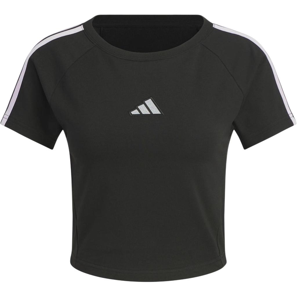 adidas Футболки женские Черный/Пудрово-сливовый фиолетовый Круглый вырез Умеренный KB7753