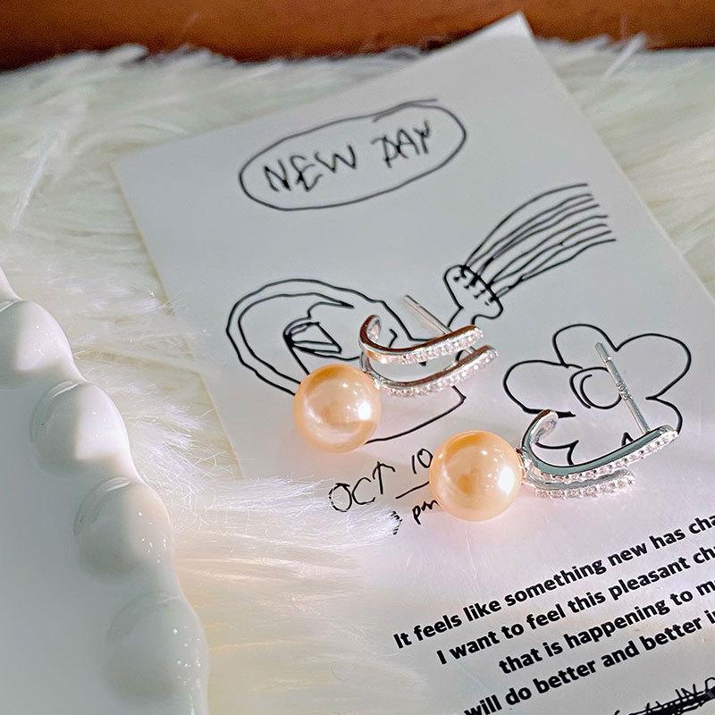 Двухслойные жемчужные серьги, инкрустированные бриллиантами, легкие, роскошные, высокого класса, нишевый дизайн, новые серьги