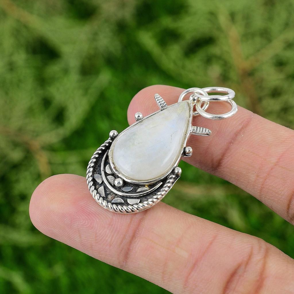 Daughters Day Sale Rainbow Moonstone Gemstone Pendant Jewelry Sterling Silver