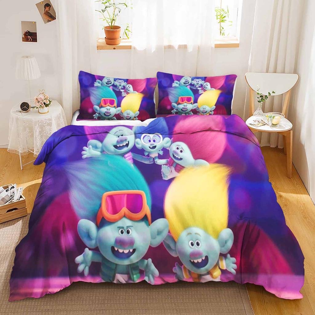 Комплект постельного белья «Тролли» Одеяло Постельное белье 3D Детский комплект постельного белья 3 предмета 1 Пододеяльник Кинг-сайз