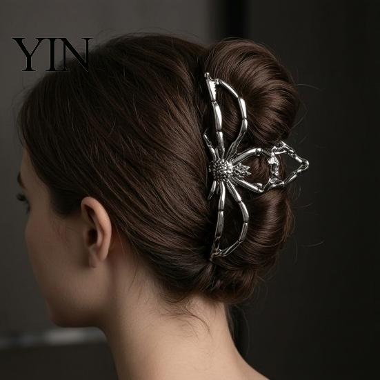Skeleton Hand Hair Clip 3Pcs Halloween Claw Clip, Hollow Spider Web Ghost Metal Clips Non Slip Alloy Clamp, Gothic Accessories for Women Strong Hold