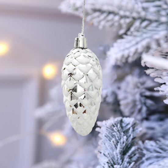 5 шт./кор., рождественские висячие сосновая шишка, блестящие многоразовые небьющиеся украшения для рождественской елки, пластиковые сосновые шишки, украшение для вечеринок