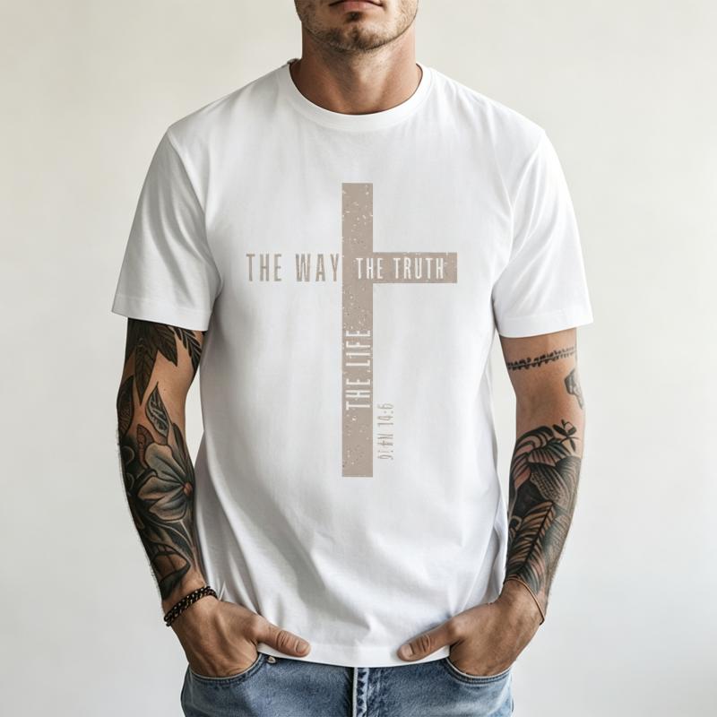 Unisex Jesus Is King Graphic T-Shirt The Way The Truth The Life Tee Short Sleeve Casual Summer Top Bible Verse Jesus T-Shirts Gift
