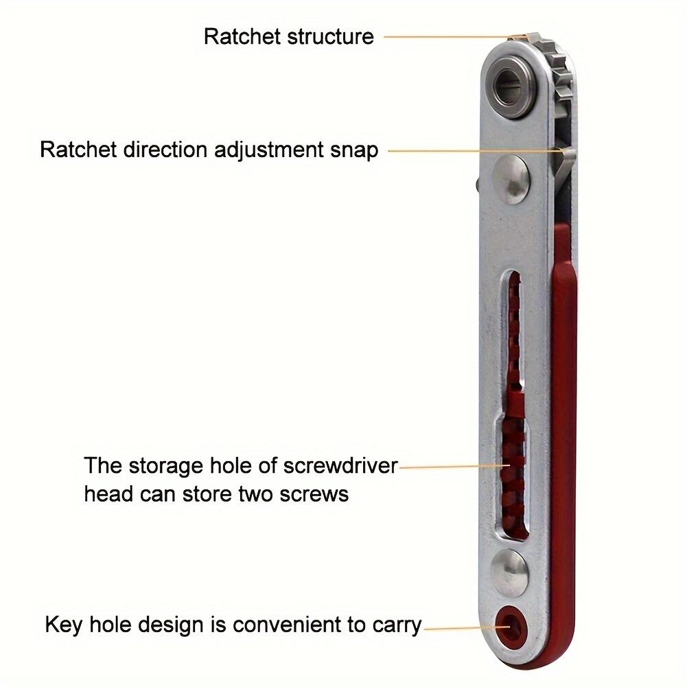 A Mini Ratchet Wrench with Hexagonal Torque, Two-way Control Screwdriver Head - 6.35mm, Chrome Vanadium Steel, Adjustable, Manually Operated