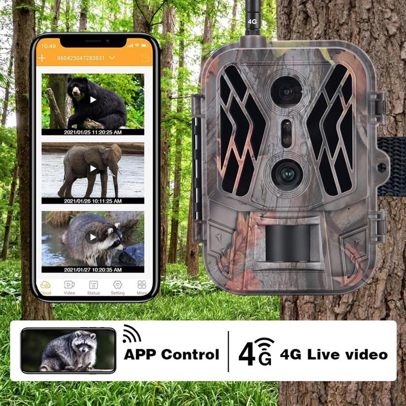 4G 120MP 4K 8000mAh LI Battery Outdoor Night Vision Dual-Lens Hunting Camera App Control Optional Live Streaming/Cloud/Email/FTP