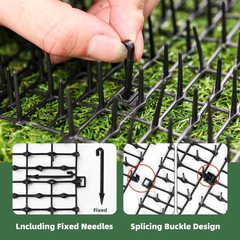 Garden Household Dog Cat Repellent Mat - 2M Plastic Spike Scat Tool Polypropylene Anti-Animal Deterrent 4