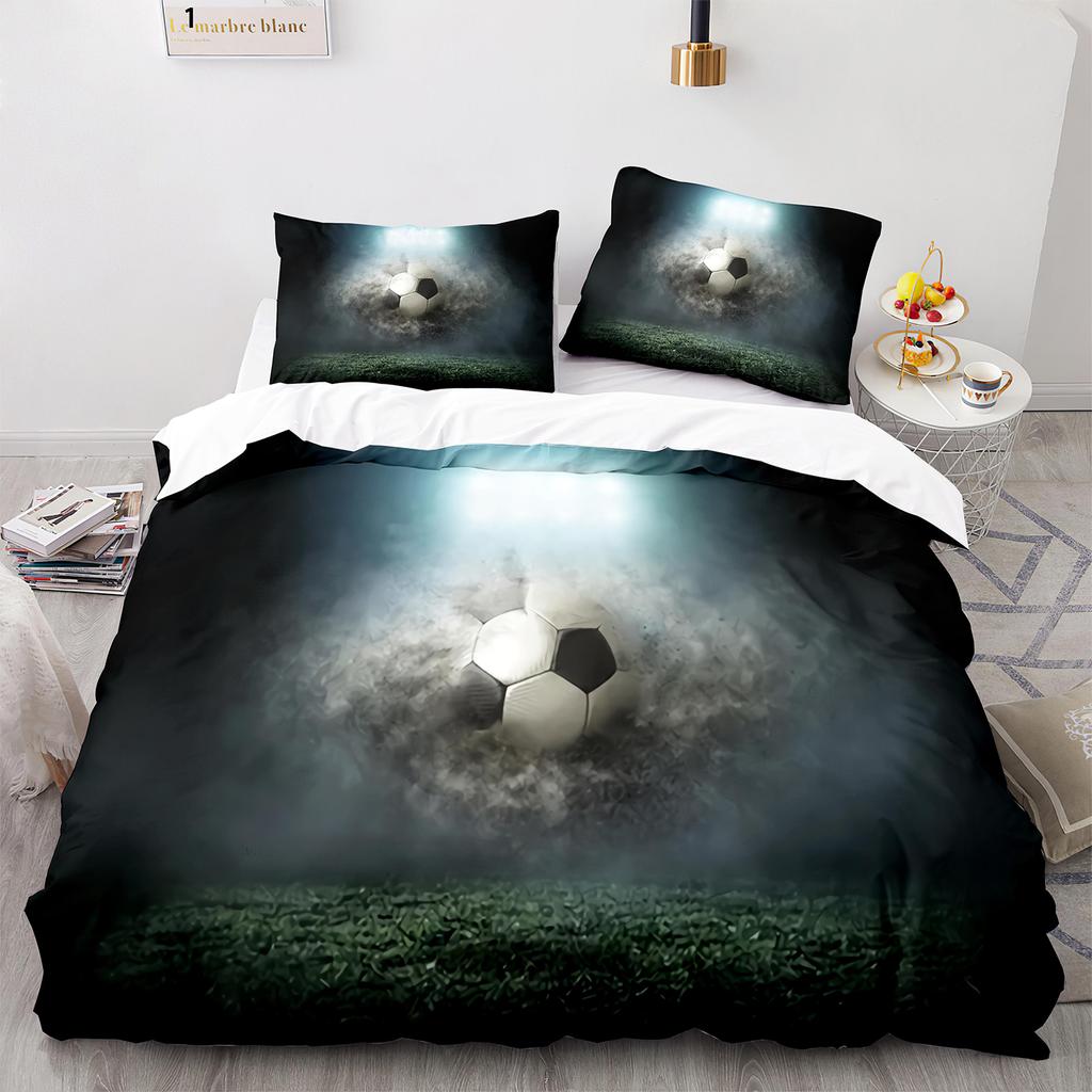 Football King Queen Duvet Cover 3D Soccer Bedding Set For Kids Teens Adult Ball Game Quilt Cover Sport Fans Soft Comforter Cover