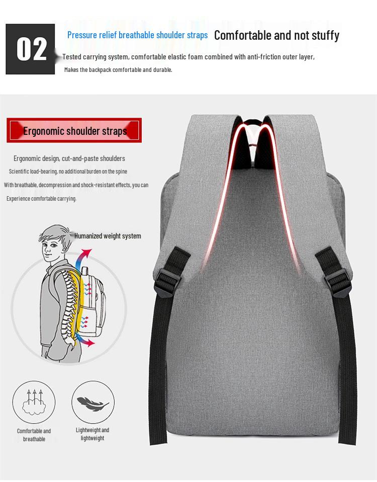 Мужской многофункциональный деловой рюкзак с USB-зарядкой и большой вместимостью