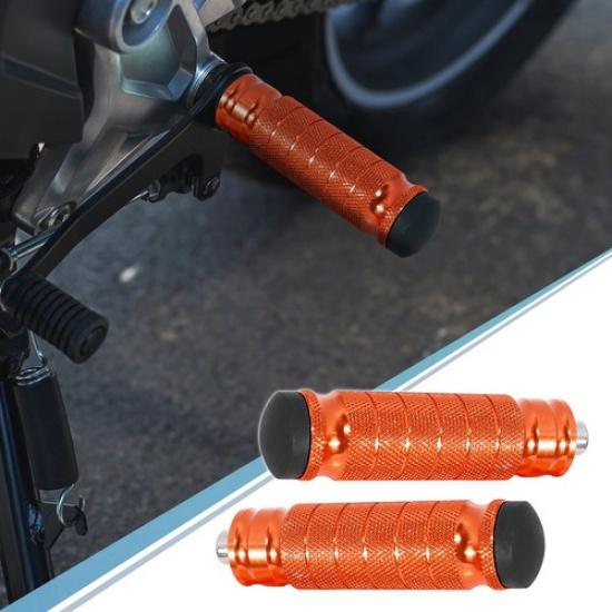 Universal Orange Motorcycle Motorbike Pegs Footrests Pedal M8x1.25 Pack of 2