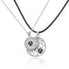 Sun & Moon Magnet Couple Necklace with Heart-Shaped Projection 'I Love You' In 100 Languages