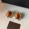 Ретро гвоздики Maillard Silver Needle Tiger Eye Pearl для женщин
