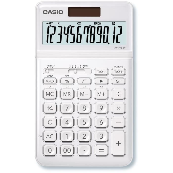 CASIO Calculatrice de bureau JW-200SC-WE-S-EP blanche