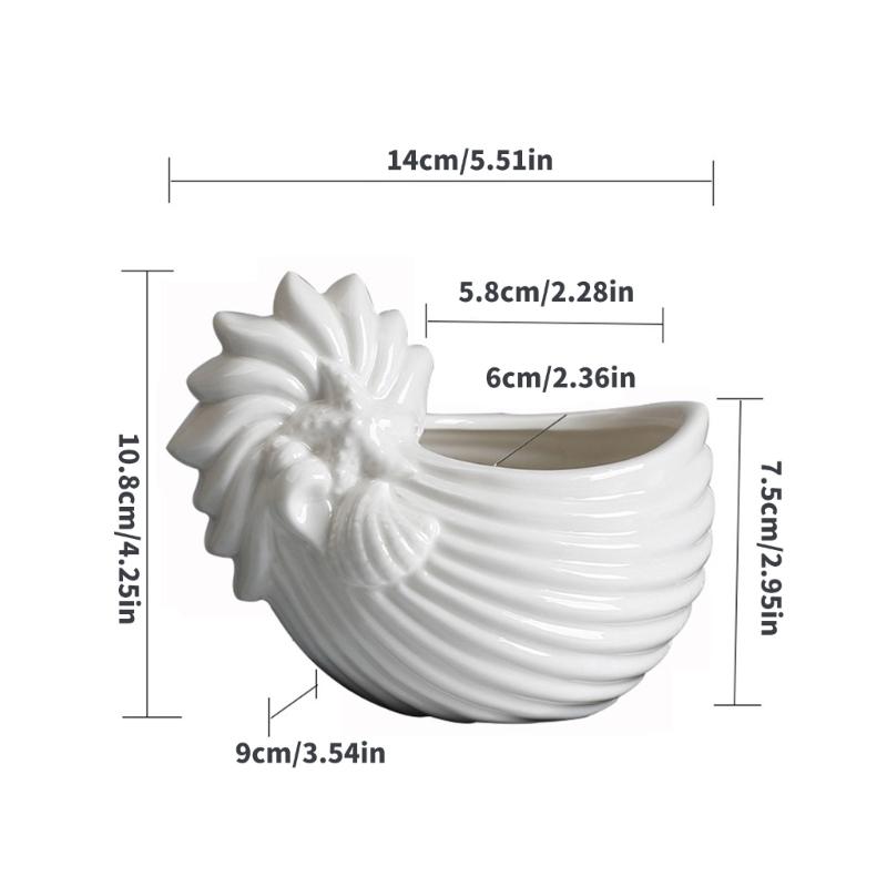 Керамический подсвечник в форме ракушки для домашнего декора, горшок для суккулентов на морскую тематику, мини-плантатор, декоративная емкость