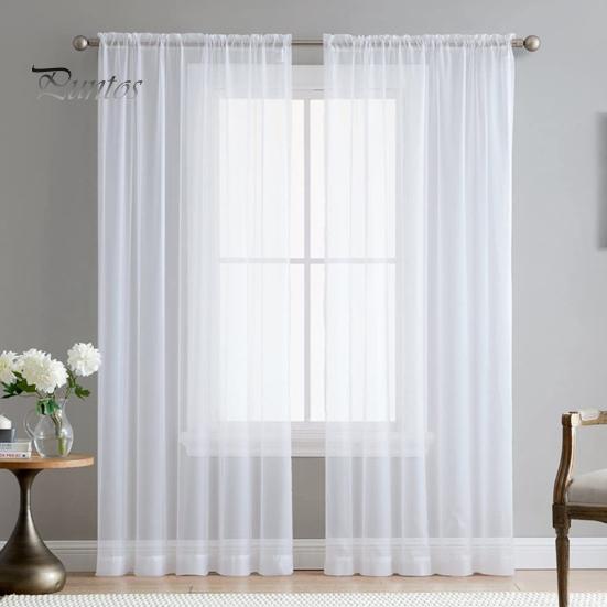 2 шт. оконная марля полупрозрачная декоративная дышащая пасторальная стильная штанга проходящая машинная стирка домашнее украшение оконная прозрачная занавеска бытовая