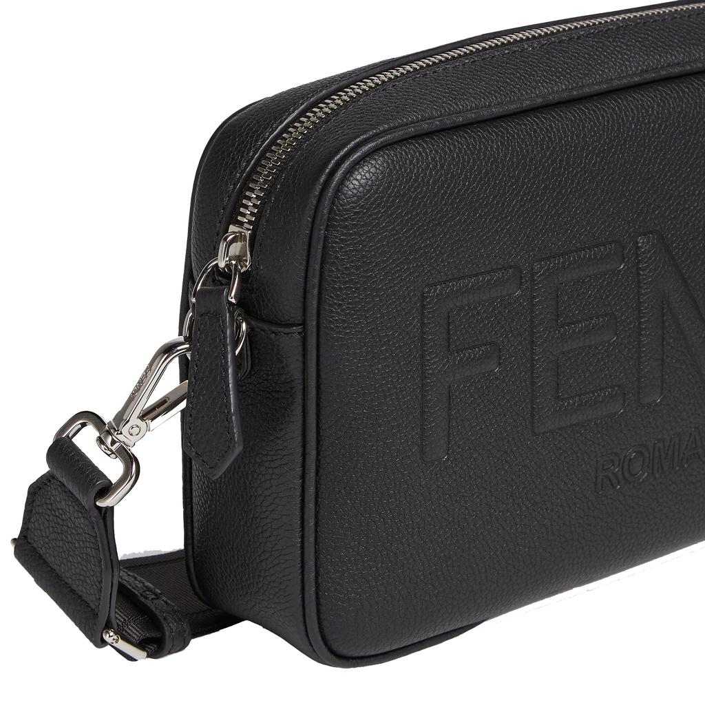 Fendi Логотип Молния Сумка-камера Мужская Сумка через плечо Черный 7M0286-AMAC-F0GXN