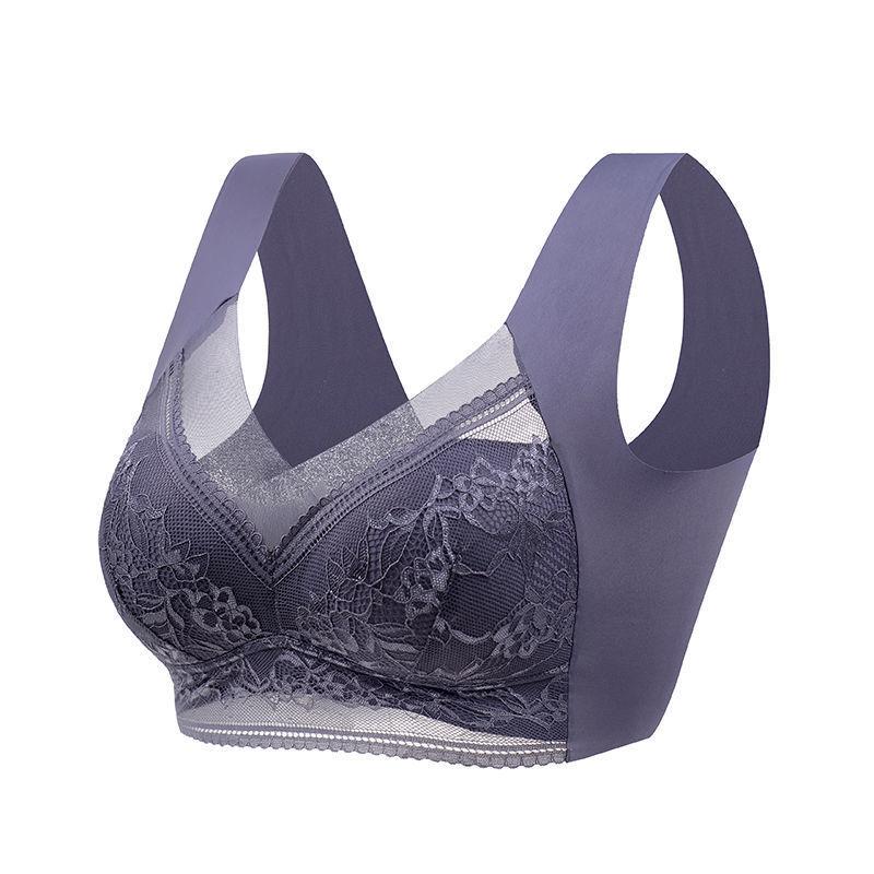 3pcs Contrast Lace Wireless Bras, Comfy & Breathable Push Up Bra, Women's Lingerie & Underwears