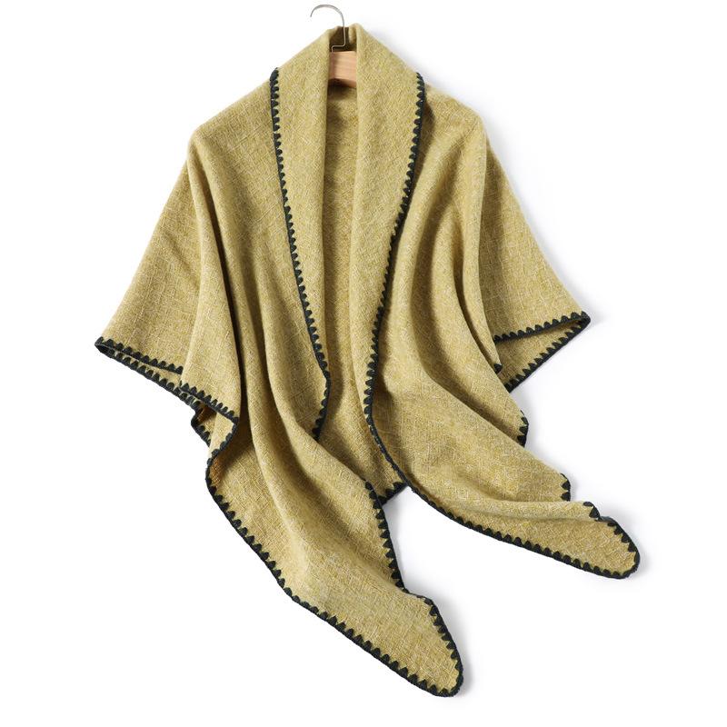Solid Color Imitation Cashmere Temperament Scarf Long Triangle Scarf Warm Scarf Women'S Thickened Shawl Versatile In Autumn And Winter