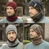 Winter Beanie Hats Scarf Set Warm Knit Hat Skull Cap Neck Warmer with Thick Fleece Lined Winter Hat and Scarf for Men Women