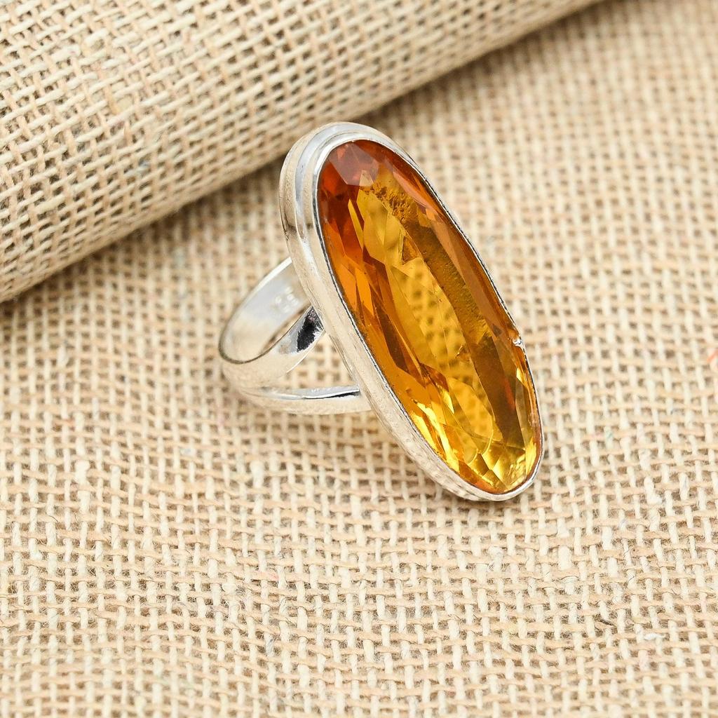 Honey Topaz Gemstone Handmade Solid 925 Sterling Silver Handmade Ring For Her