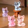 5Pcs Creative Cute Luminous Fox Animal Ornament Cartoon Mini Room Ornament Accessories Kawaii Desktop Resin Ornament Gifts
