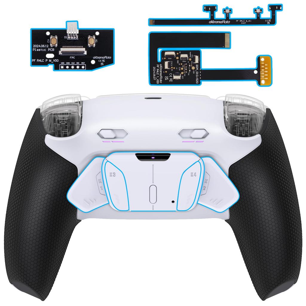eXtremeRate RISE4 Plus MAX Back Paddle Kit Compatible with PS5 Controller with Clicky Trigger Stop Rubber Remappable Back Button Kit for Compatible