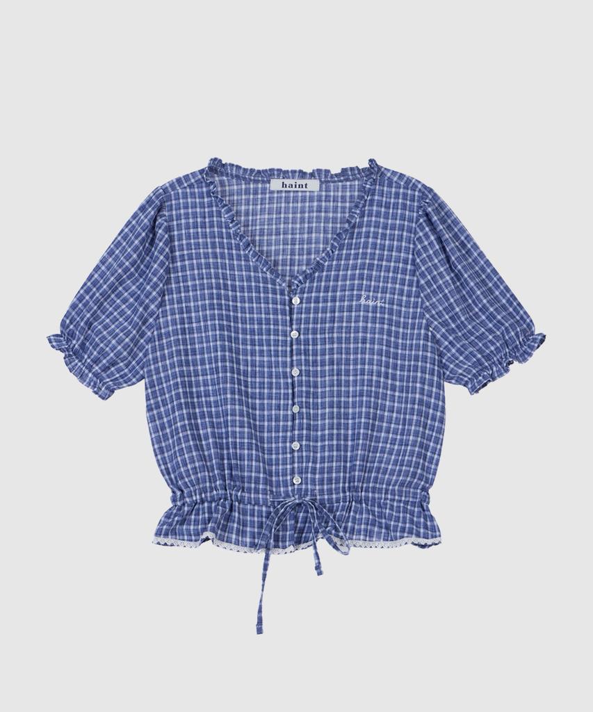HAINT Liria Check String Half Shirt 2Col_Navy