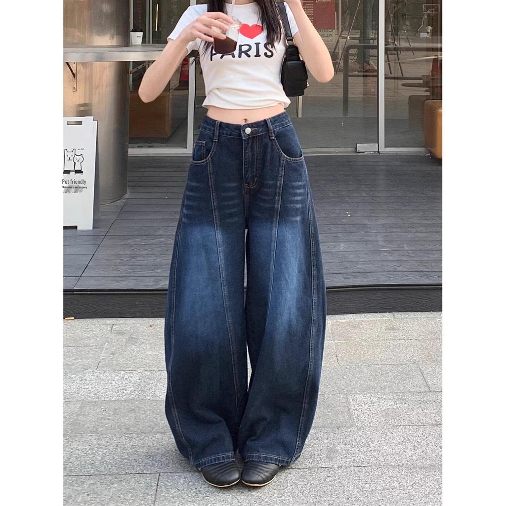 Унисекс Американские Ретро Вышитые Джинсы Сабля - Летние Свободного Кроя, Повседневные Широкие Брюки Деконструкция