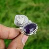 Gift For Her Natural Chevron Amethyst Promise Bird Adjustable Ring 925 Silver