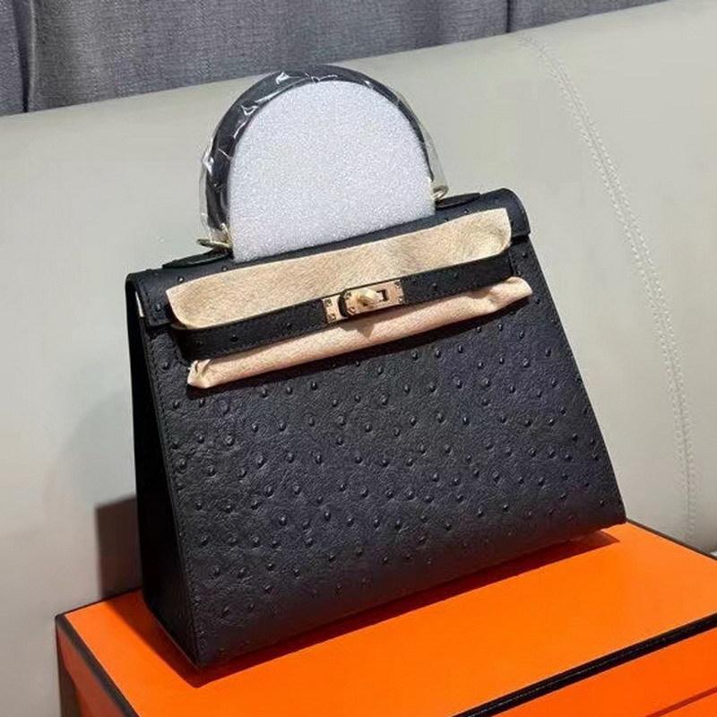 2026 Новая женская кожаная сумка первый слой рисунок страуса коровья кожа первое и второе поколение портативная на одно плечо через плечо женская сумка