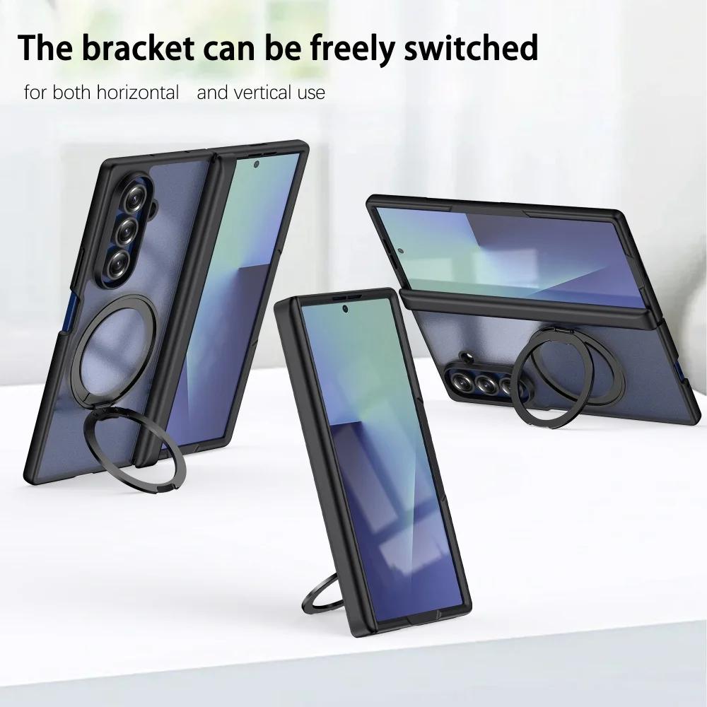 Чехол-книжка Z Fold7 Магнитный для Magsafe Поворотная подставка-держатель Чехол для Samsung Galaxy Z Fold 7 Защита шарнира Пленочка на экран Чехол Capa