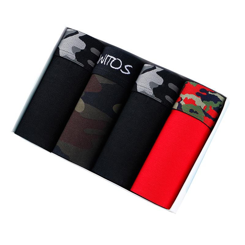 BONITOS 4 шт., сексуальные мужские трусы с принтом, камуфляжные боксеры для мужчин, хлопковые мужские трусы