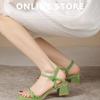 2024 Summer Women Sandals 4.5cm Mid Heel Shoes Square Toe Buckle Thick Heels French Elegance Ladies Footwear Thin Strap Sandals